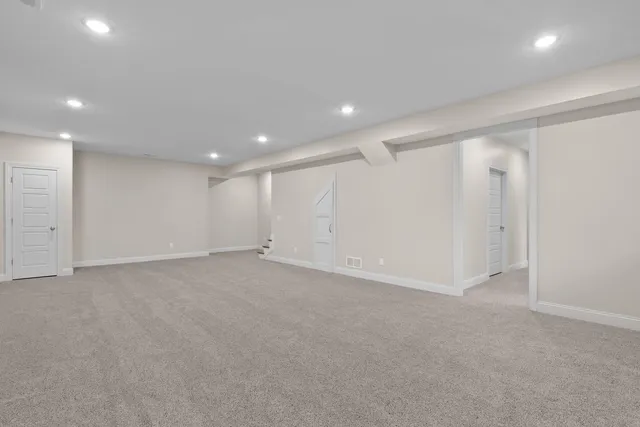 an aerial view of a house with a garden