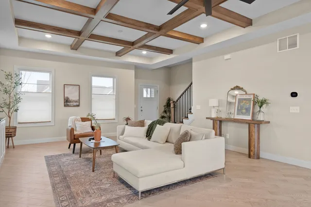 a living room with furniture