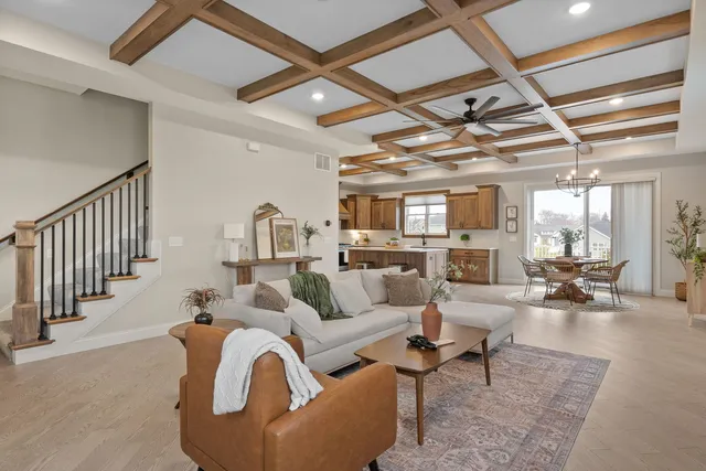 a living room with furniture