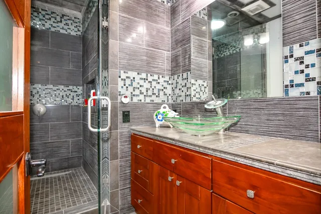a bathroom with a shower