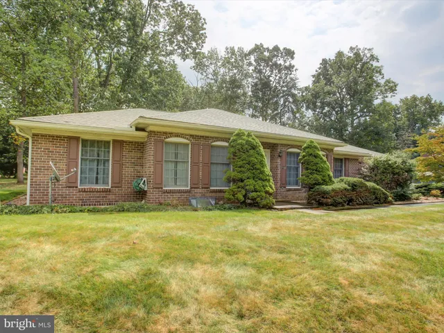 a view of a house with a yard and potted plants
