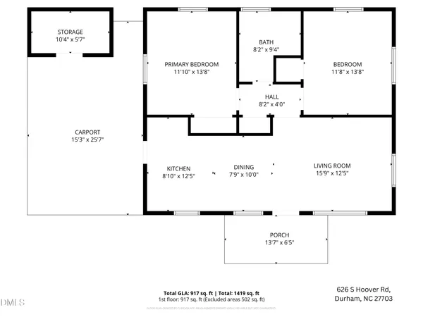 $244,000 | 626 South Hoover Road, Durham, NC 27703