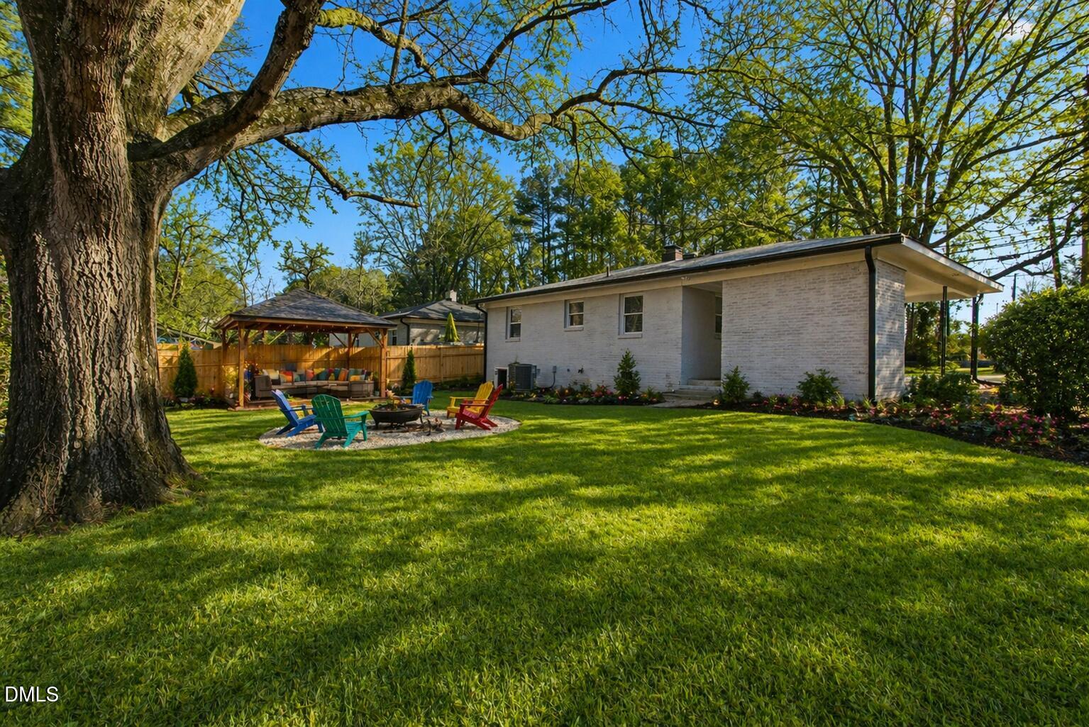 626 South Hoover Road Durham, NC 27703 - Photo 2 of 21 a view of a backyard with table and chairs under an umbrella