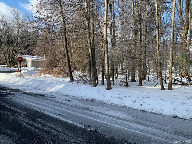 a view of road and trees