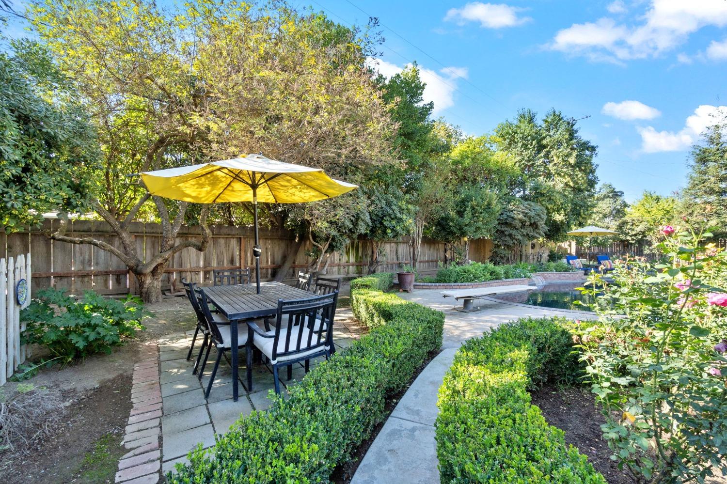 1323 West San Ramon Avenue Fresno, CA 93711 - Photo 22 of 30 a view of a table and chairs under an umbrella in patio