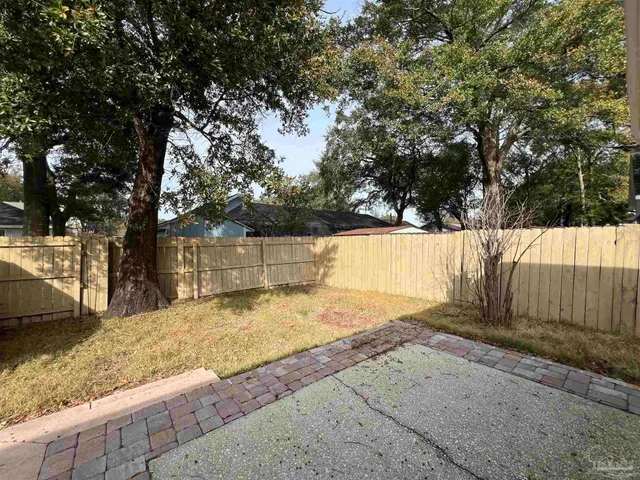 a view of a yard with trees