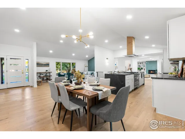 a view of a dining area with furniture