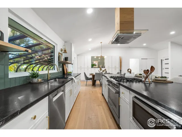 a kitchen with lots of counter top space