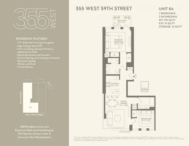 $1,690,000 | 355 West 39th Street, Unit 8A | Hudson Yards