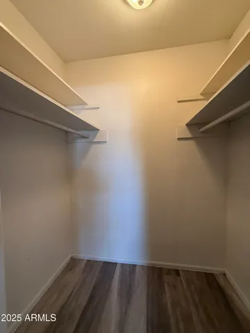 a view of small space with racks on the wall