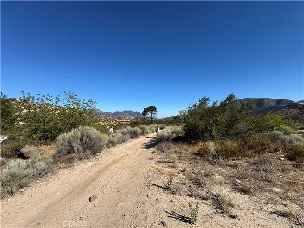 a view of a road with a mountain in the background