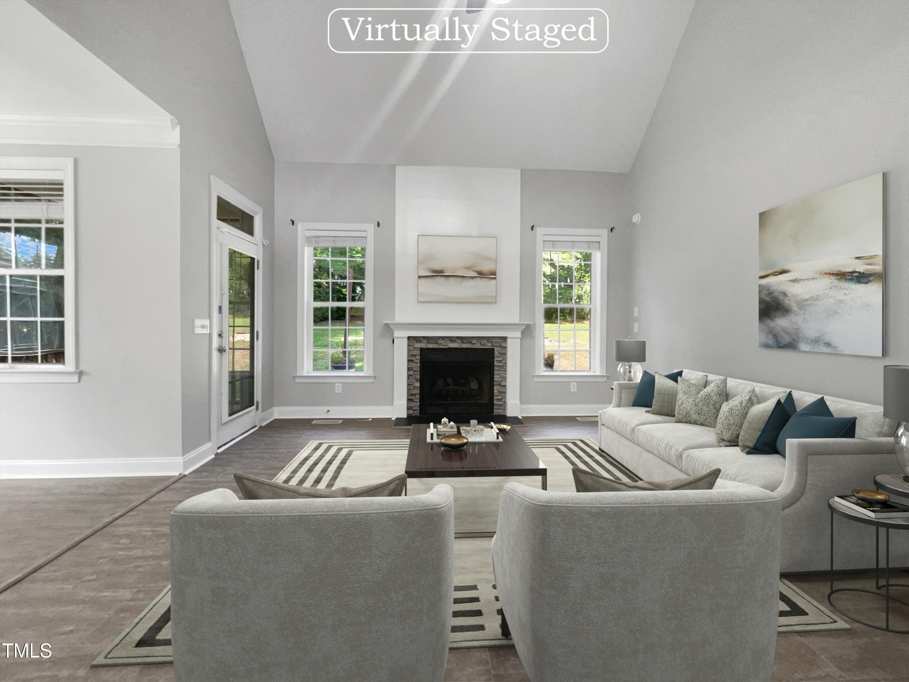 90 Carrousel Court Angier, NC 27501 - Photo 2 of 31 a living room with furniture a fireplace and a window