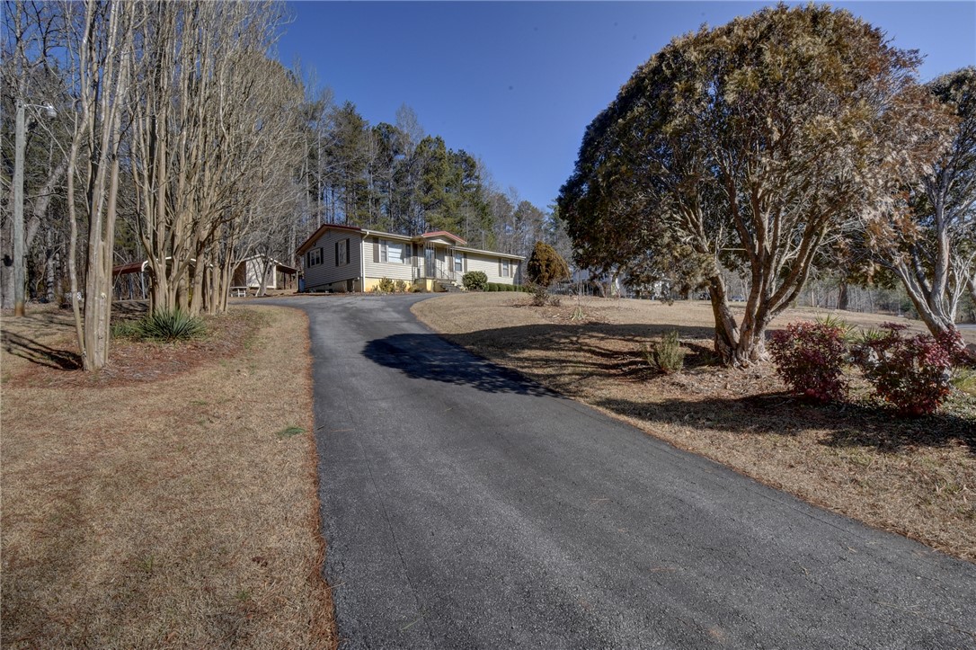 319 Cove Creek Road Pickens, SC 29671 - Photo 4 of 22 A winding driveway leads to a welcoming home nestled amongst mature trees and natural surroundings.