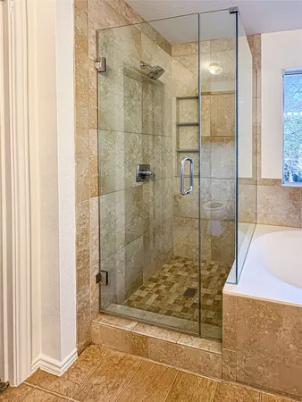 a bathroom with a shower