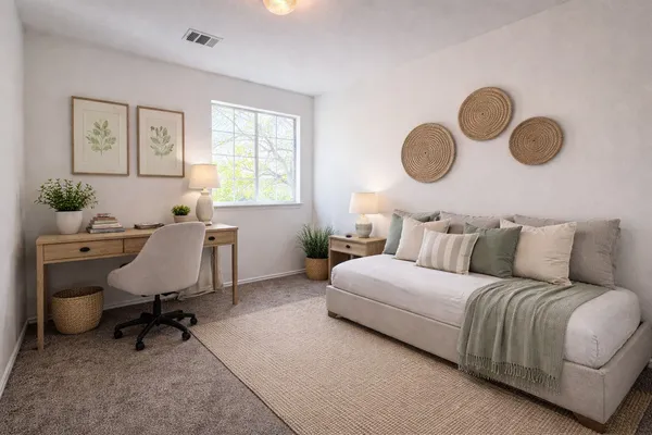 a living room with furniture