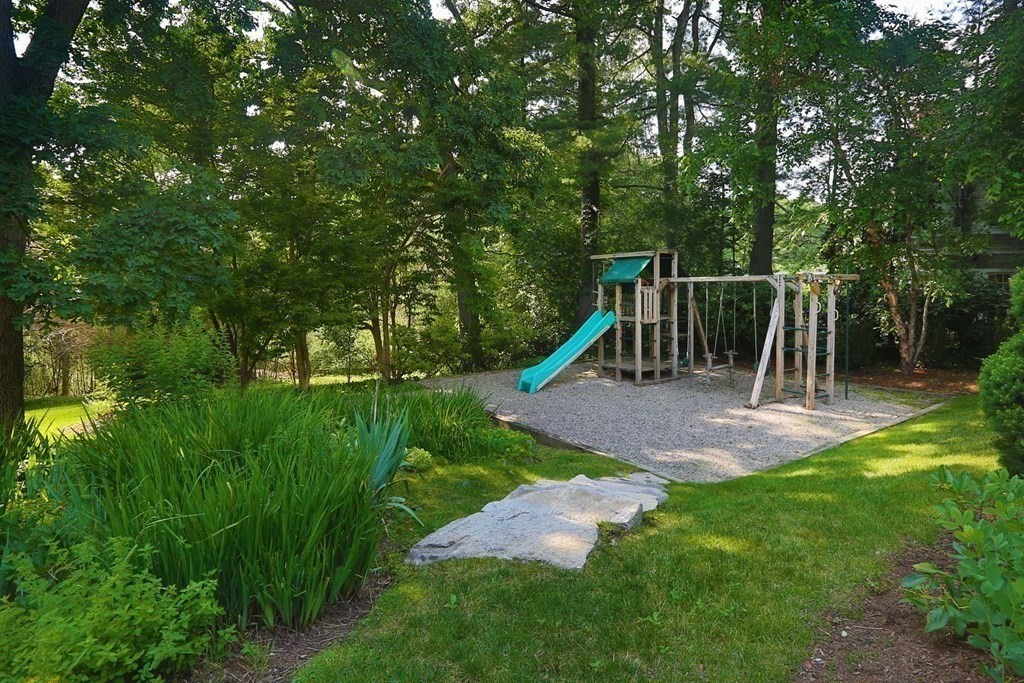 11 Laurel Road Brookline, MA 02467 - Photo 21 of 24 a view of a backyard with swings