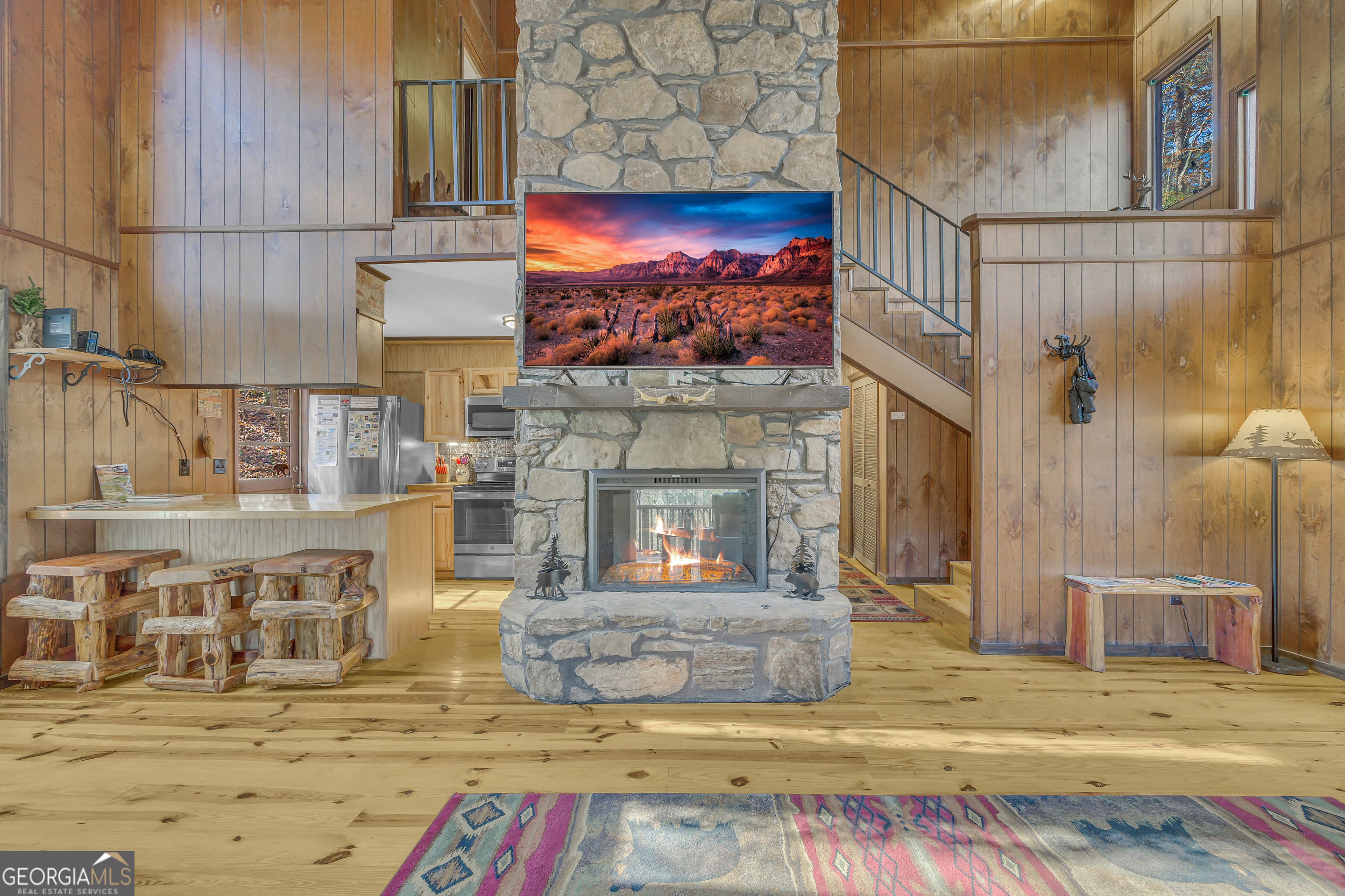 243 Ridge Road Helen, GA 30545 - Photo 18 of 82 a living room with fireplace and furniture