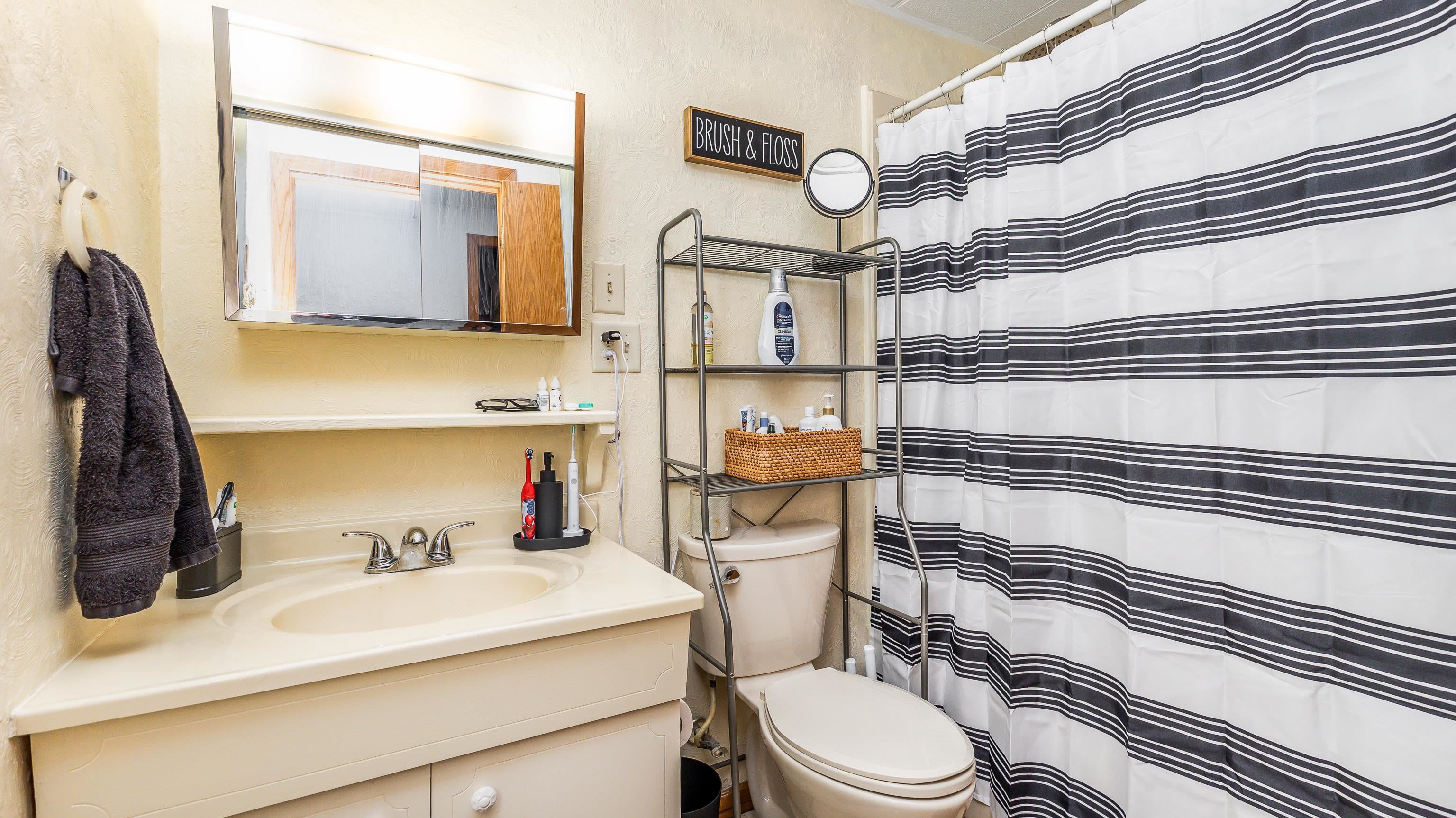 620 Clinton Street Galena, IL 61036 - Photo 26 of 37 a bathroom with a sink a toilet and a mirror