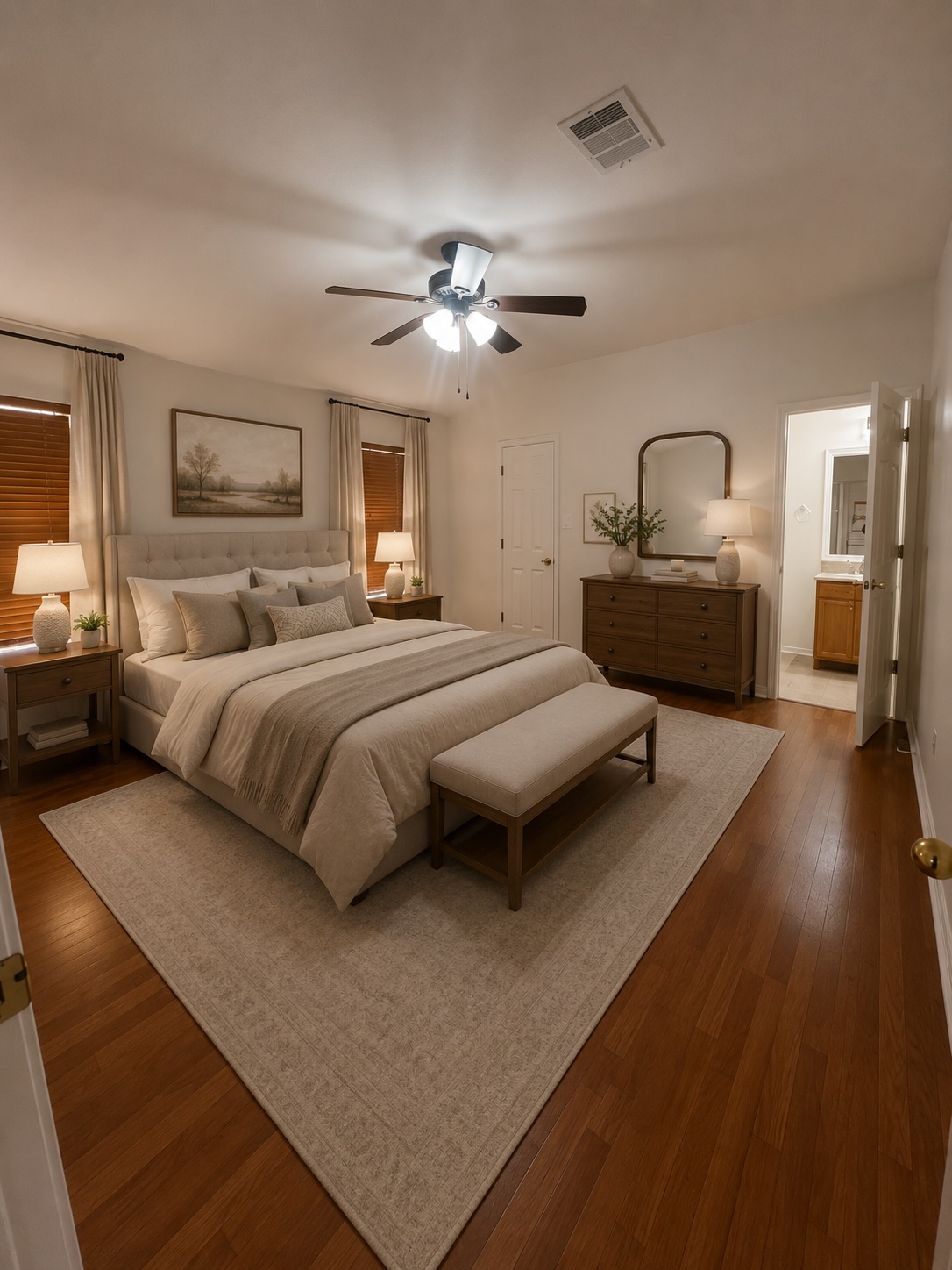 17843 Loch Linnhe Loop Pflugerville, TX 78660 - Photo 3 of 23 a bedroom with a bed and a chandelier