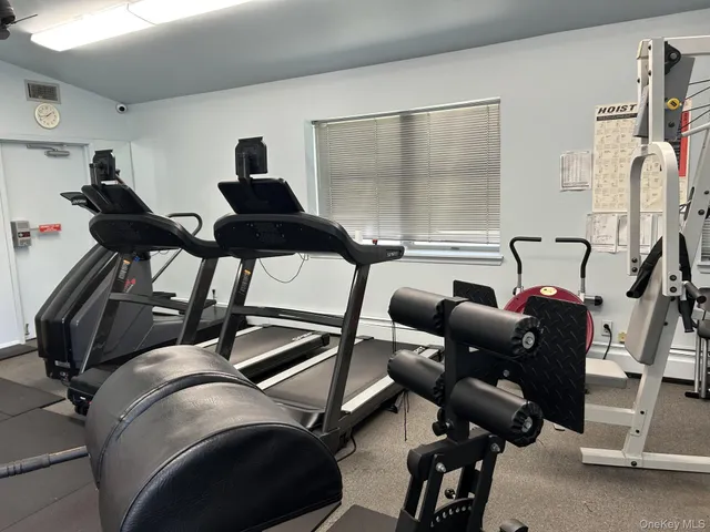 a view of a room with gym equipment