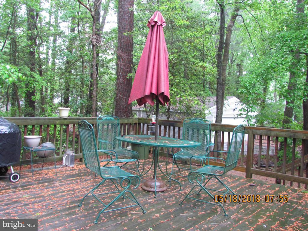 38 Sandyhook Road Ocean Pines, MD 21811 - Photo 2 of 33 a view of a deck with a chair and large trees