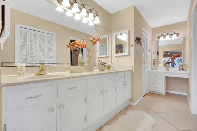 a bathroom with a sink double vanity