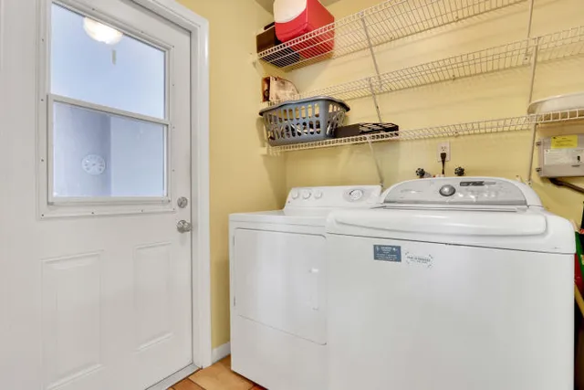 a utility room with a washer and dryer