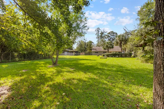 a view of field with trees in the background