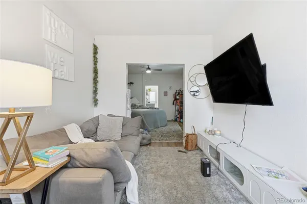 a living room with furniture and a flat screen tv