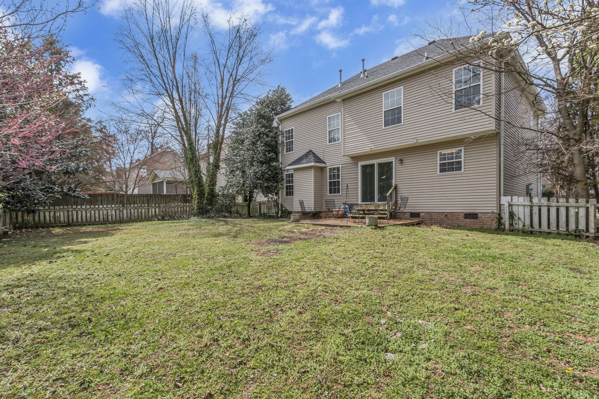 2006 Trenton Drive Spring Hill, TN 37174 - Photo 34 of 36 a backyard of a house with large trees and brick walls