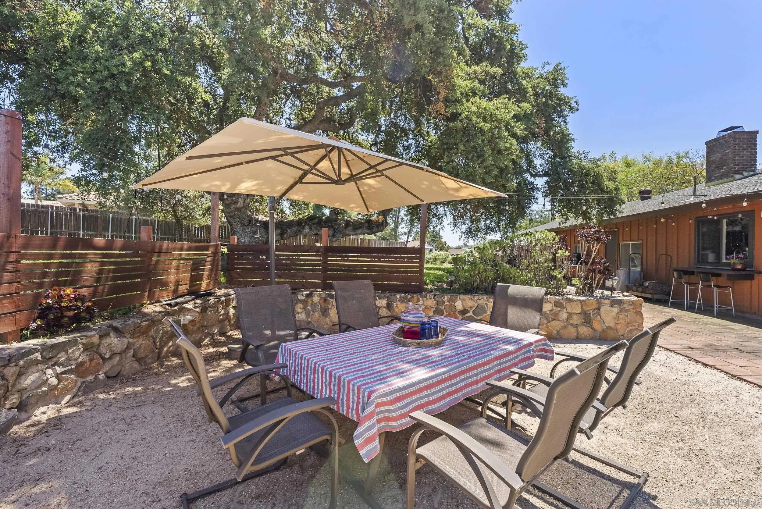 2824 Scenic View Road Alpine, CA 91901 - Photo 31 of 42 a view of a patio with table and chairs under an umbrella
