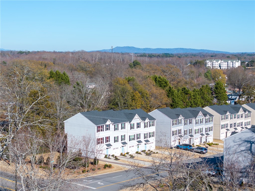 109 Brooklane Court Easley, SC 29642 - Photo 39 of 47 This elevated view captures a charming row of residences nestled within a lush, tree-lined landscape.