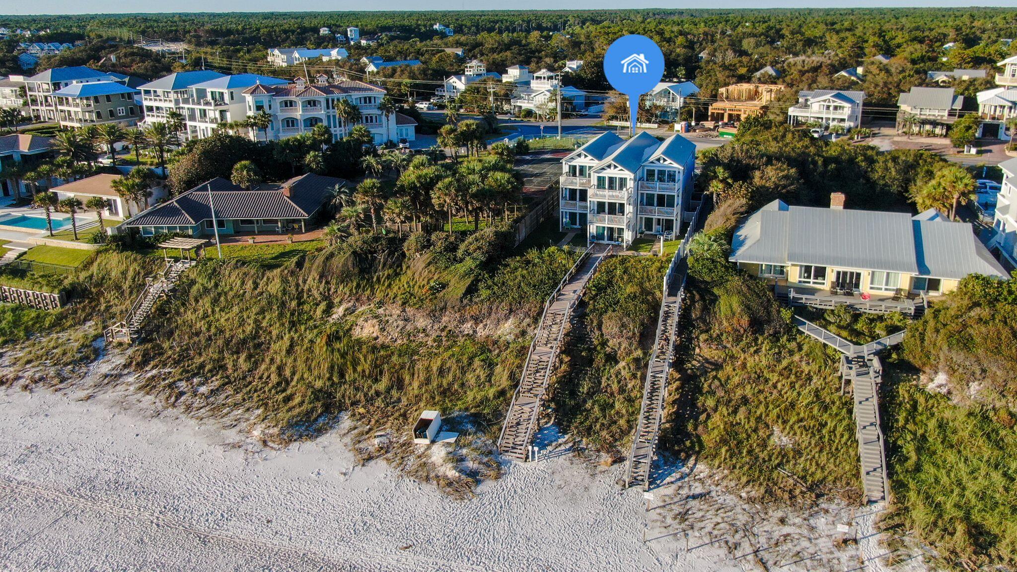 an aerial view of multiple house