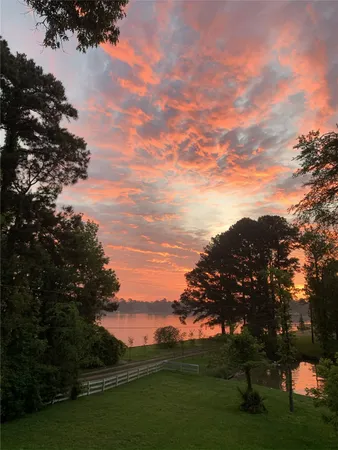 a view of a lake with houses