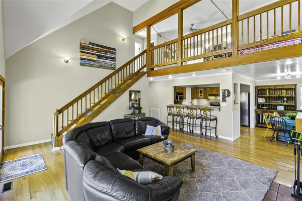 a living room with furniture