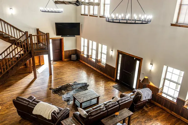 a living room with furniture