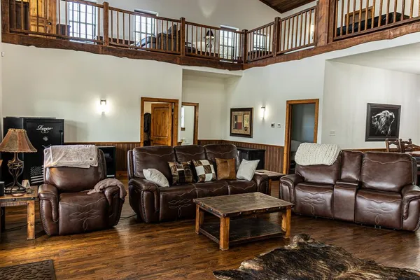 a living room with furniture