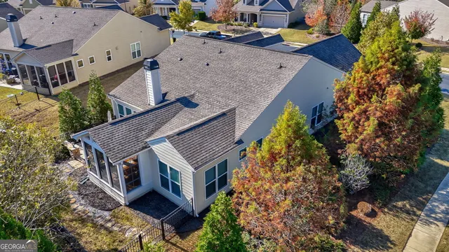 an aerial view of multiple house