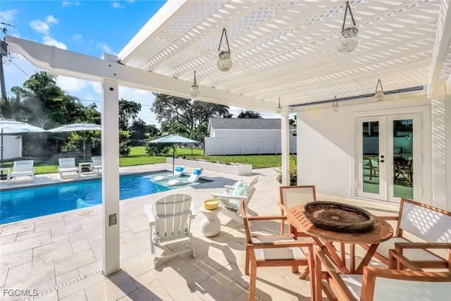 a outdoor space with patio lots of furniture and garden