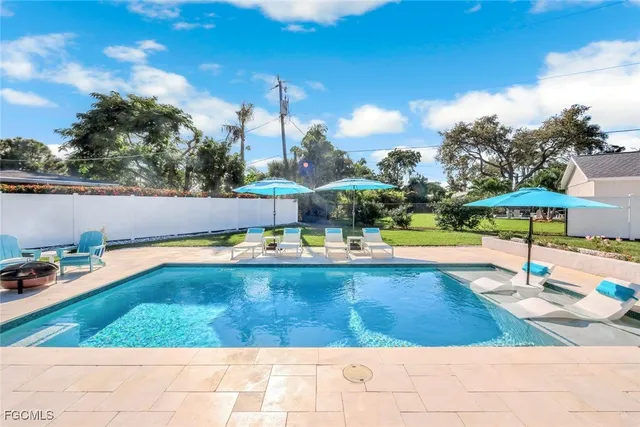 a swimming pool with yard