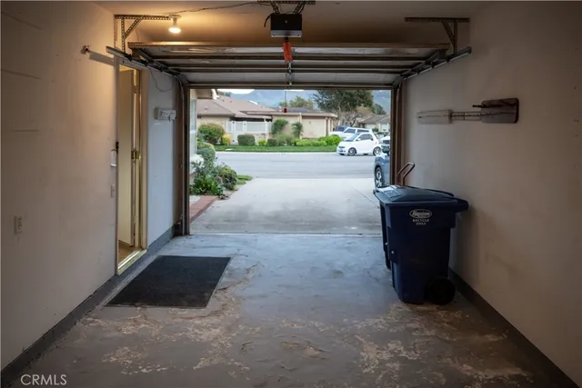 a view of a garage of a house