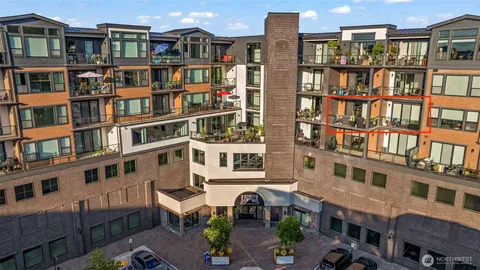 a front view of a multi story building