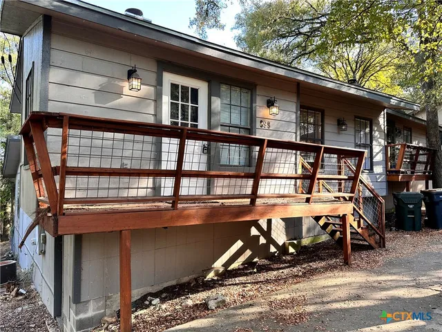 a view of a building from a balcony