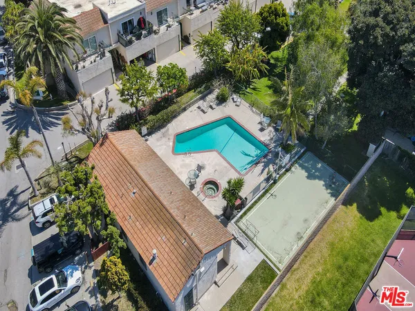an aerial view of a house