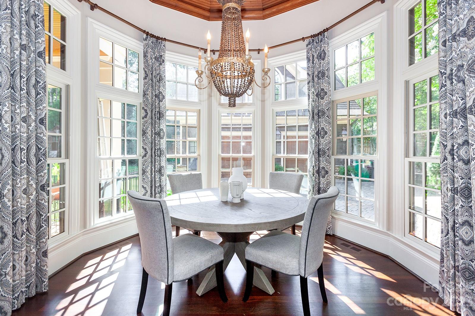 1925 Shoreham Drive Charlotte, NC 28211 - Photo 7 of 48 a view of a dining room with furniture wooden floor and chandelier