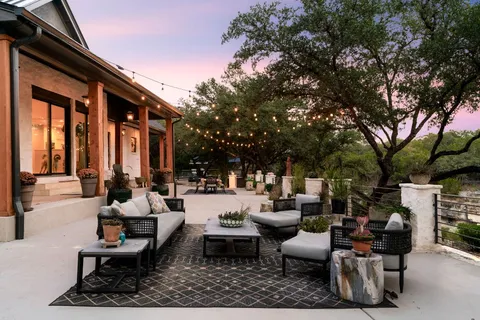 a outdoor space with lots of tables and chairs