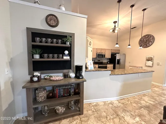 a kitchen with lots of counter top space