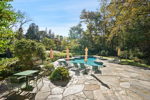 a view of a swimming pool with a patio