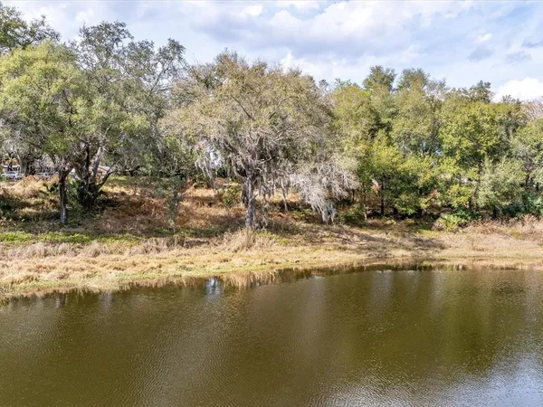 a view of a lake with houses