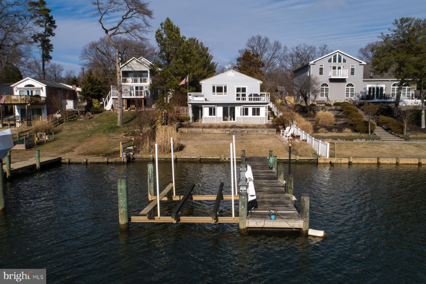 1253 Magothy Road Pasadena, MD 21122 - Photo 44 of 49 Aerial view of the private pier and lift